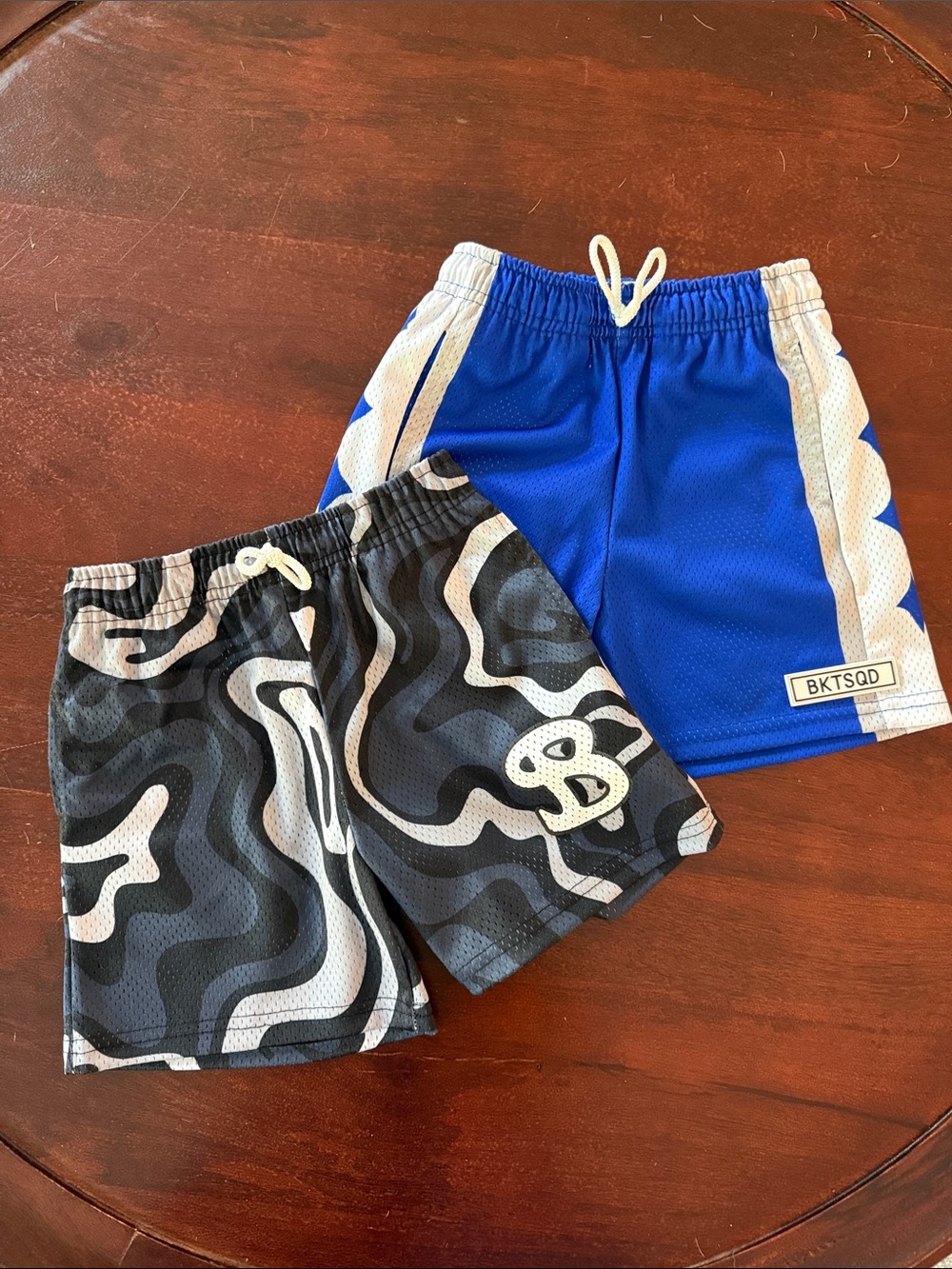 Kids Royal Blue Athletic Shorts + Black Swirl Graphic Short Set